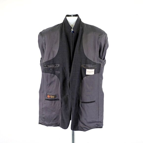 Pronto Uomo Lessona Natural Stretch Super 100s Worsted Wool Gray 42R Basketweave - Picture 12 of 14